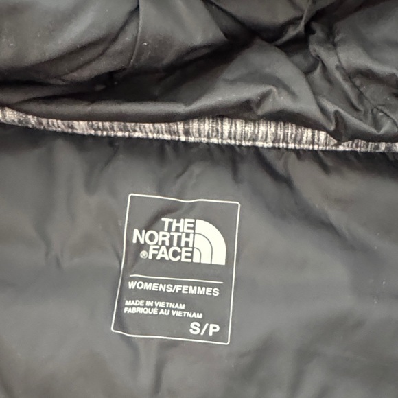 The North Face Sleeveless Hooded Puffer Vest in Black and Heather Gray - Picture 2 of 7